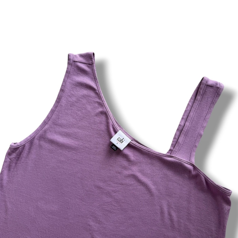 Cabi Women L Lavender Purple Asymmetric Neck Ribbed Radiant Tank Top 6387 Pastel